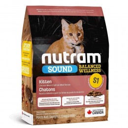 Сухой корм для котят, S1_NUTRAM Sound BW, с курицей и лососем, 1.13 кг