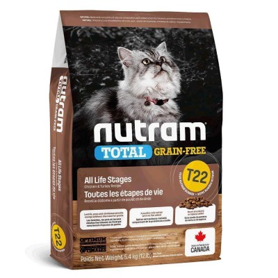 T22_NUTRAM Total GF Холістик для котів всіх життєвих стадій; з куркою та індичкою; без/зерн, 5.4кг
