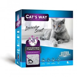 Бентонитовый наполнитель CAT'S WAY лаванда+фиолет. гранулы, 6л коробка