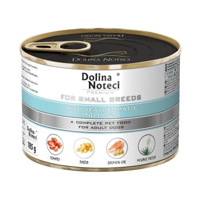 Корм конс.Dolina Noteci Premium для собак маленьких порід з телятиною,помідорами та локшиною,185 гр(12 шт/уп)