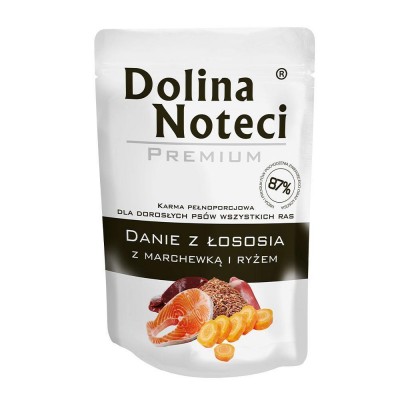 Пауч Dolina Noteci Premium Danie для дорослих собак усіх порід ,лосось з морквою та рисом,100 гр(10 шт/уп)