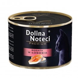 Вологий корм Dolina Noteci Premium  для котів, м'ясні шматочки в соусі з лососем,185 гр 