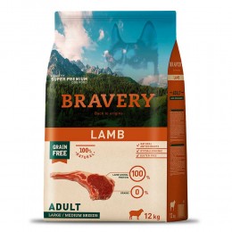 Сухий корм для дорослих собак середніх і великих порід, беззерновий BRAVERY Lamb Large/Medium Adult, з ягням 4 кг