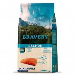 Сухий корм для дорослих собак дрібних порід, беззерновий BRAVERY Salmon Mini Adult, з лососем 2 кг