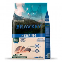 Сухий корм для дорослих собак середніх і великих порід, беззерновий BRAVERY Herring Large/Medium Adult, з оселедцем 4 кг