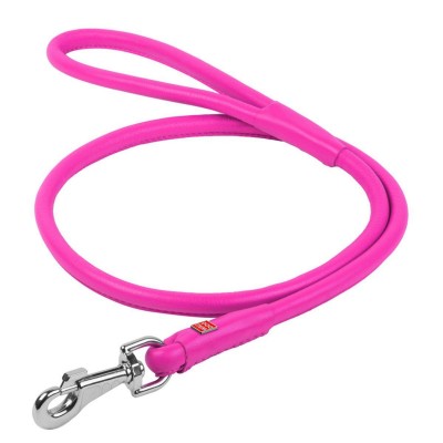 Повідець для собак шкіряний WAUDOG Glamour круглий, Д 10 мм, Дов 122 см, рожевий