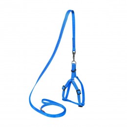 Шлея "Dog Extremе" з нейлону регульована з повідцем (ширина 15мм, В:40-55см), блакитний