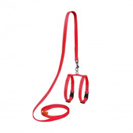 Шлея "Dog Extremе" з нейлону регульована з повідцем для морських свинок, декор.крис (ширина 10мм, В:12-22см), червоний