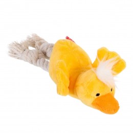 Іграшка для собак Качка з пищалкою GiGwi Catch&fetch, плюш, мотузка, 15 см
